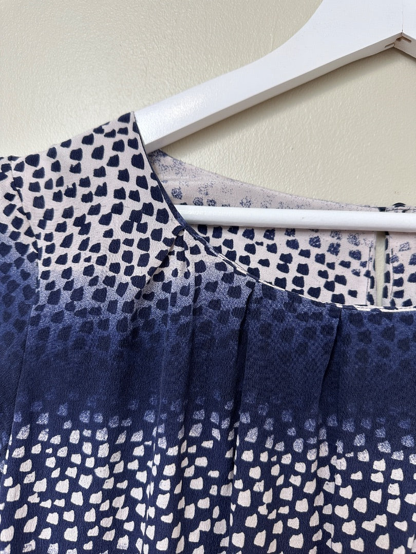 St-Martins Blue Pink Silk Boxy Top - Size 10