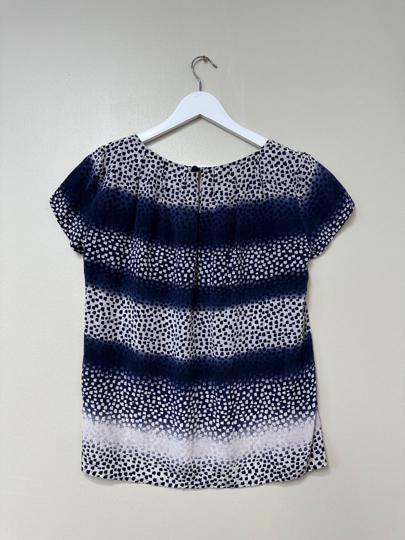 St-Martins Blue Pink Silk Boxy Top - Size 10