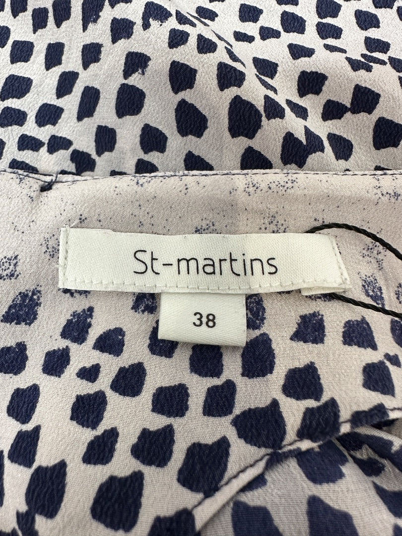 St-Martins Blue Pink Silk Boxy Top - Size 10