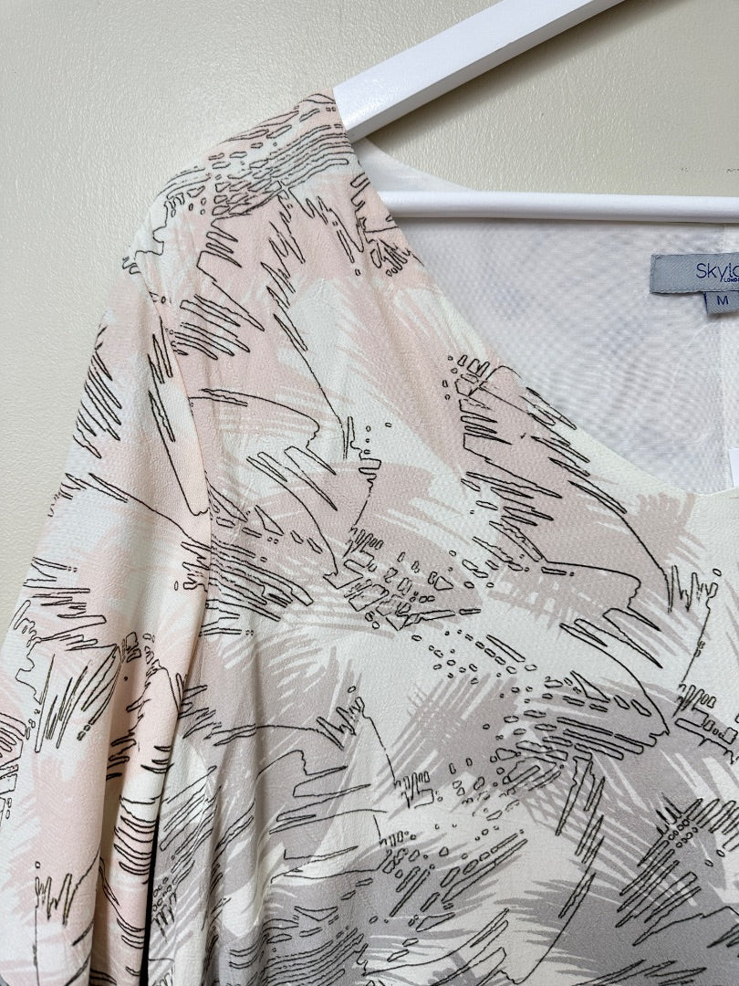 Skyla London Pink Grey Flared Cuff Shift Dress - Size M
