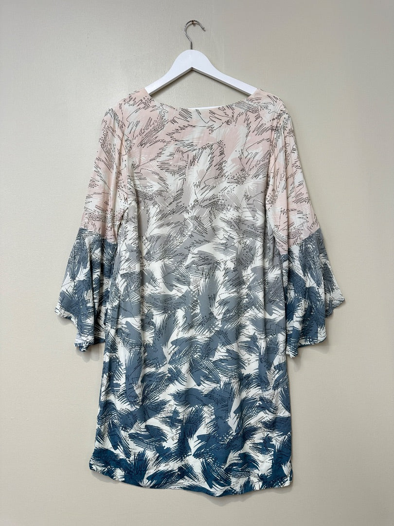 Skyla London Pink Grey Flared Cuff Shift Dress - Size M