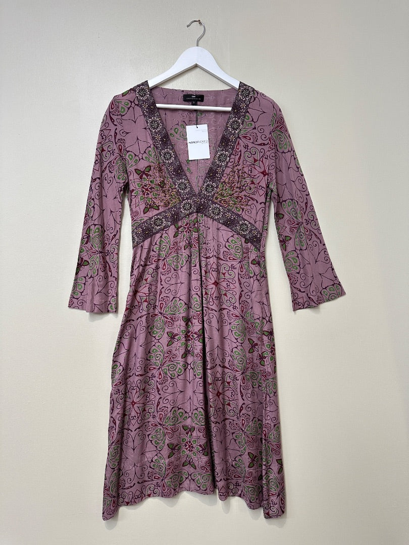 Day Birger et Mikkelsen Purple Embroidered V-Neck Midi Dress - Size 10