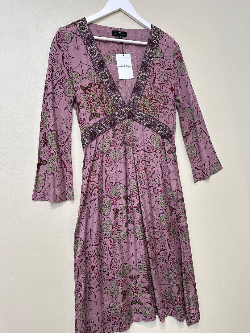 Day Birger et Mikkelsen Purple Embroidered V-Neck Midi Dress - Size 10