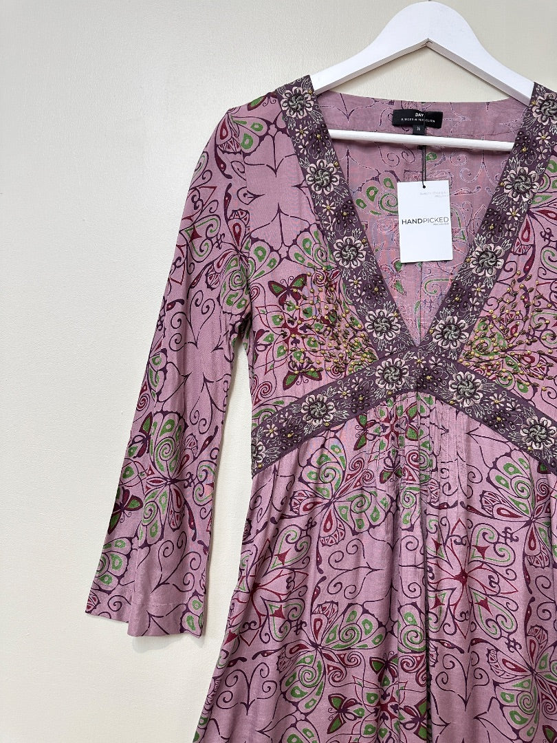 Day Birger et Mikkelsen Purple Embroidered V-Neck Midi Dress - Size 10