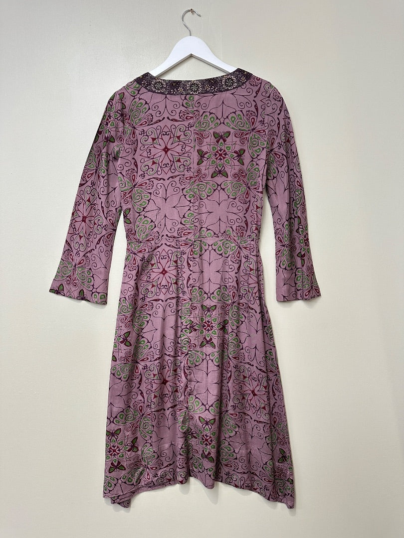 Day Birger et Mikkelsen Purple Embroidered V-Neck Midi Dress - Size 10