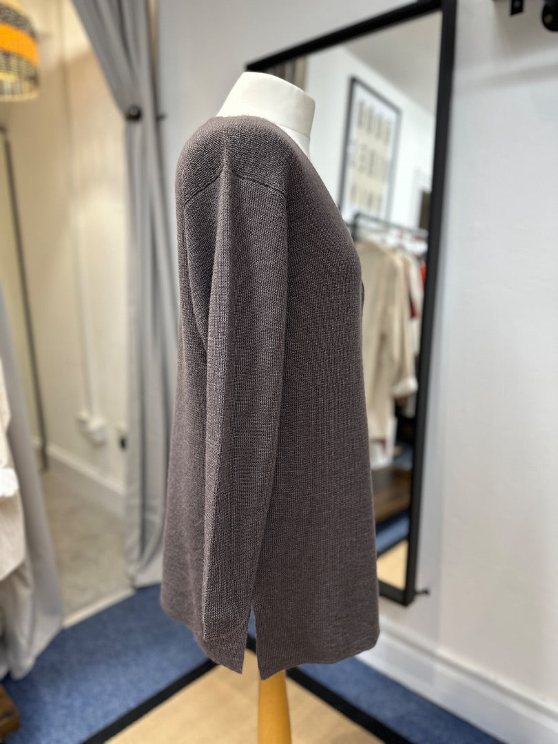 Spirit of the Andes Brown Alpaca Longline Button Cardigan - Size S
