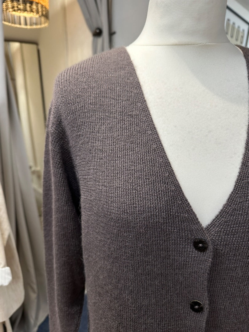 Spirit of the Andes Brown Alpaca Longline Button Cardigan - Size S