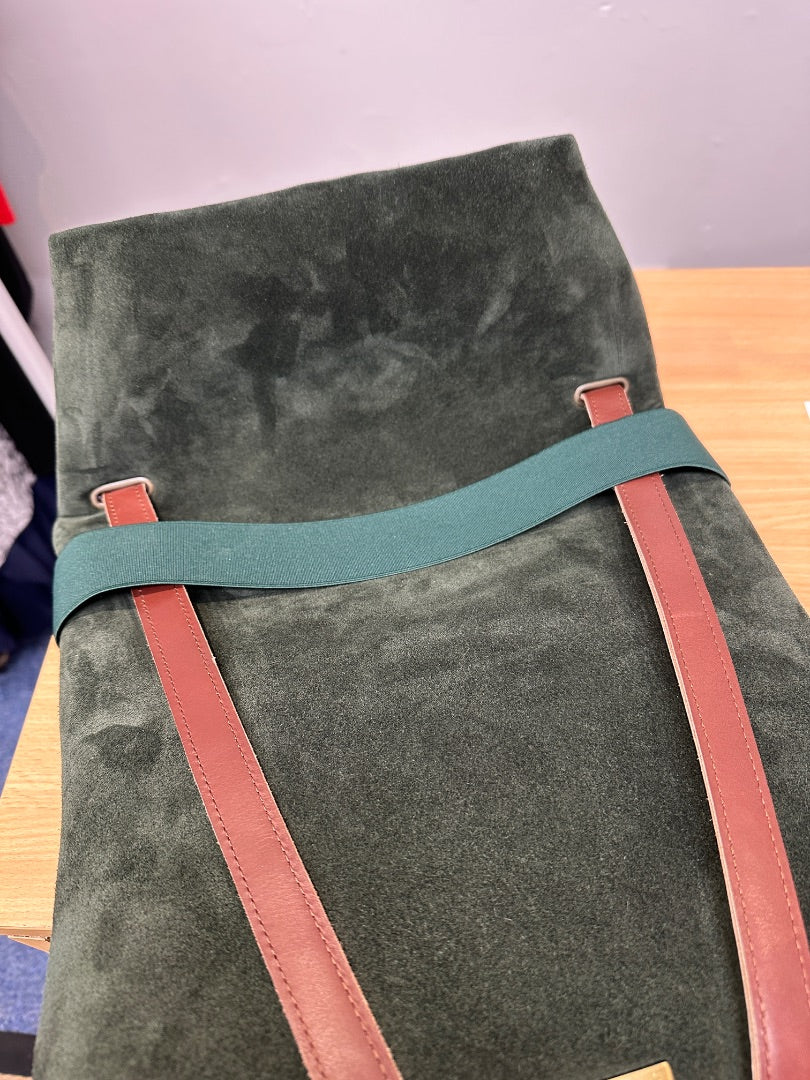 Maria Maleta Green Tan Leather Backpack - Size