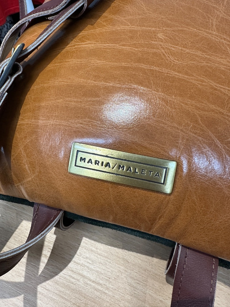 Maria Maleta Green Tan Leather Backpack - Size