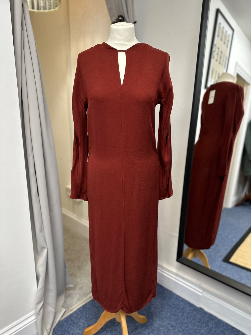 Arket Burnt Orange Long Sleeve Midi Dress - Size 10