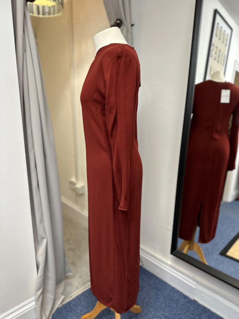 Arket Burnt Orange Long Sleeve Midi Dress - Size 10