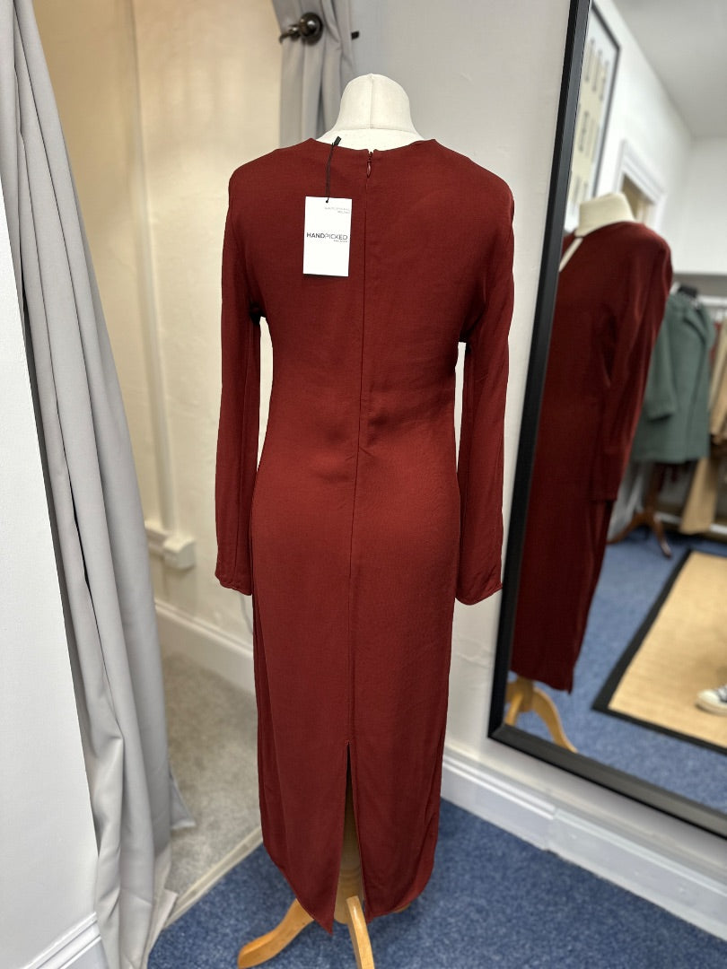 Arket Burnt Orange Long Sleeve Midi Dress - Size 10