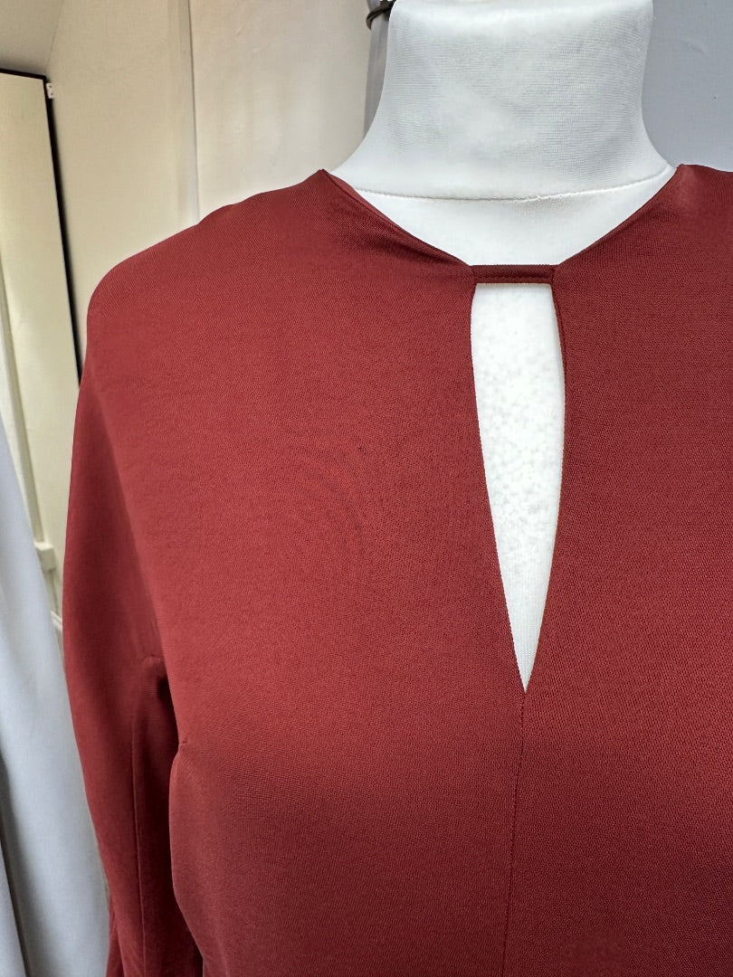 Arket Burnt Orange Long Sleeve Midi Dress - Size 10