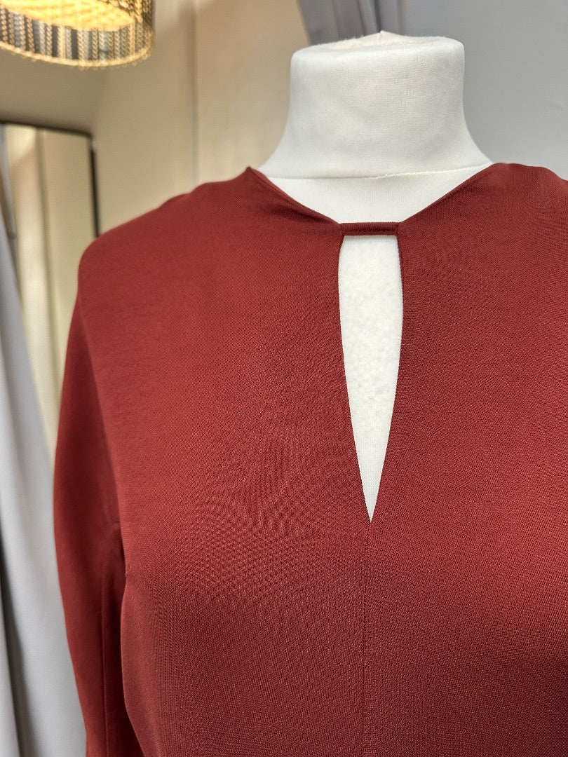 Arket Burnt Orange Long Sleeve Midi Dress - Size 10