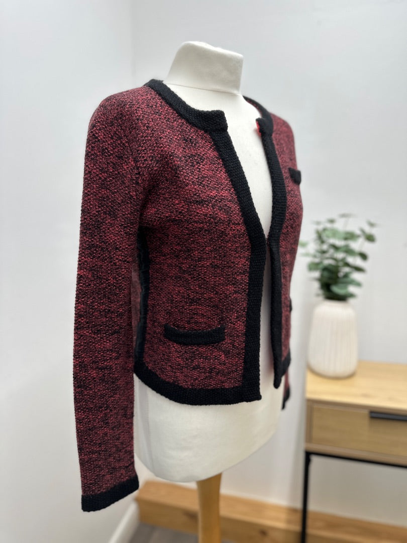 Jigsaw Black Pink Cropped Wool Cardigan - Size S