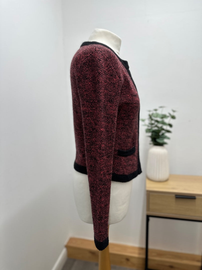 Jigsaw Black Pink Cropped Wool Cardigan - Size S
