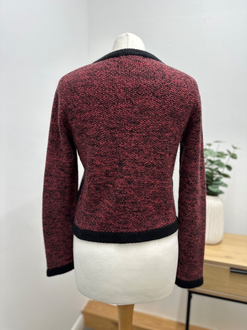Jigsaw Black Pink Cropped Wool Cardigan - Size S