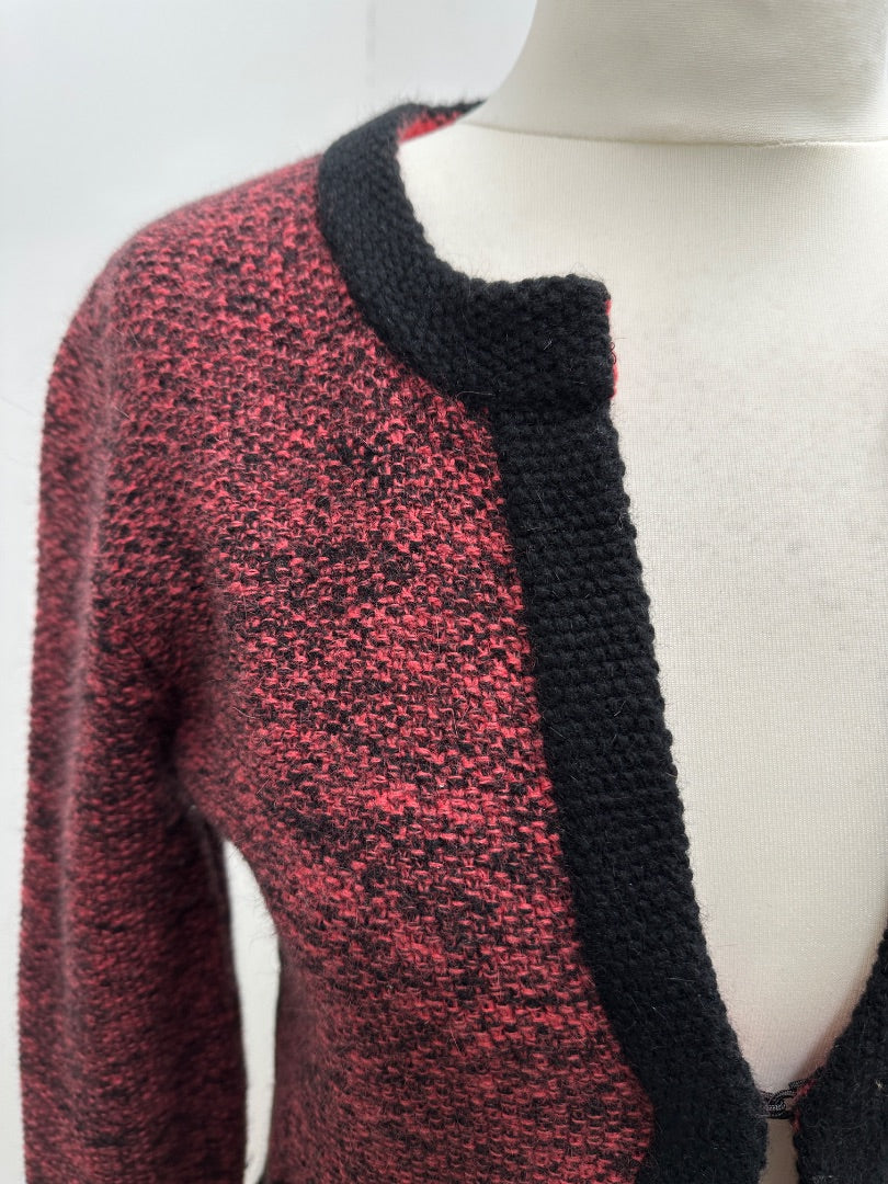 Jigsaw Black Pink Cropped Wool Cardigan - Size S