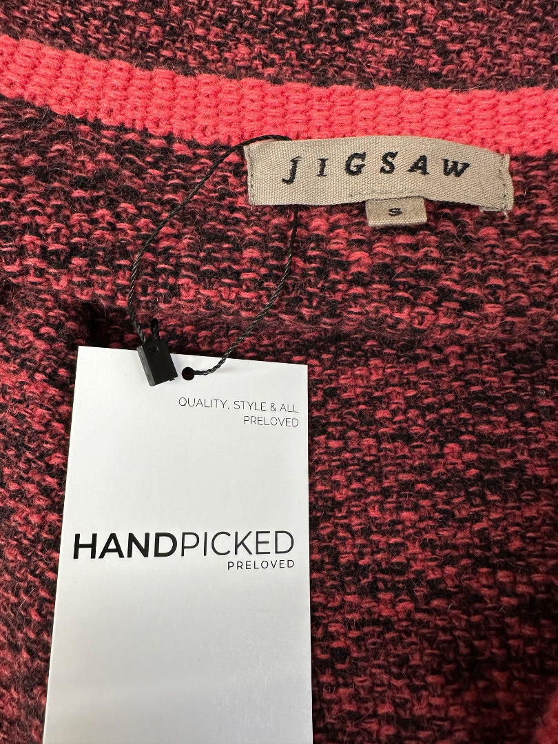 Jigsaw Black Pink Cropped Wool Cardigan - Size S