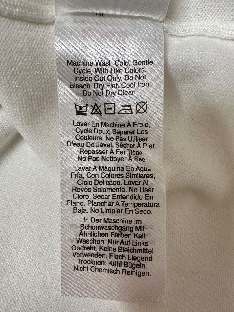 DKNY White Black Slogan Jumper - Size M