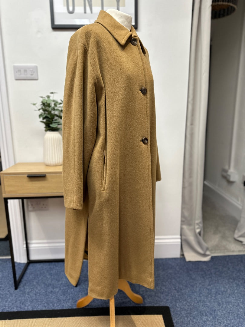 Marella Camel Wool Mix Long Coat - Size 10