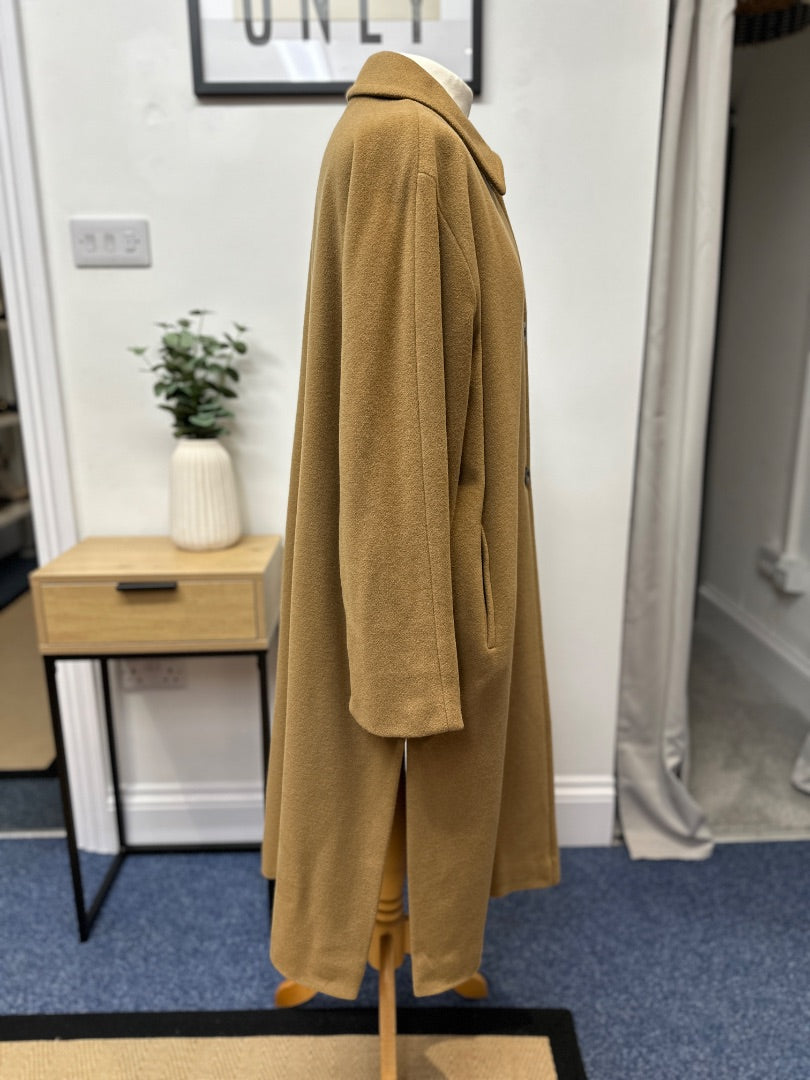 Marella Camel Wool Mix Long Coat - Size 10