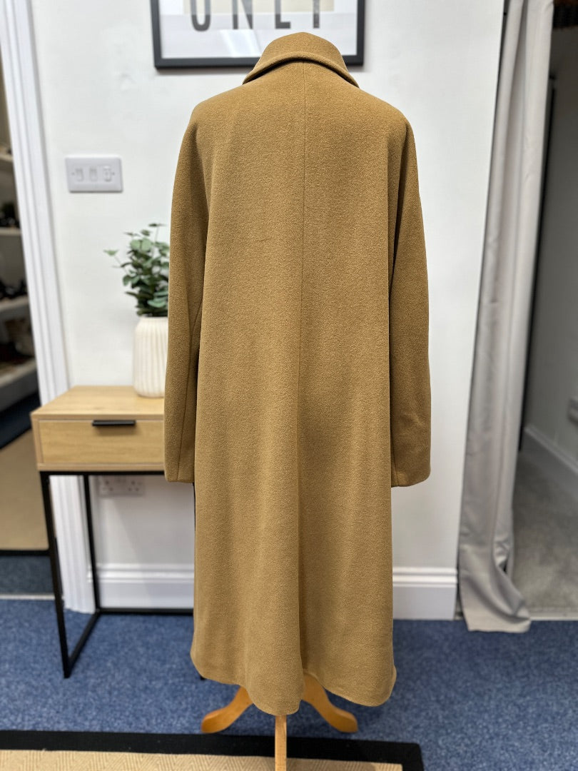 Marella Camel Wool Mix Long Coat - Size 10