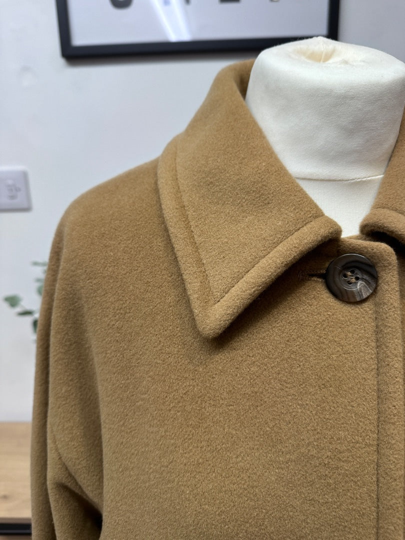 Marella Camel Wool Mix Long Coat - Size 10