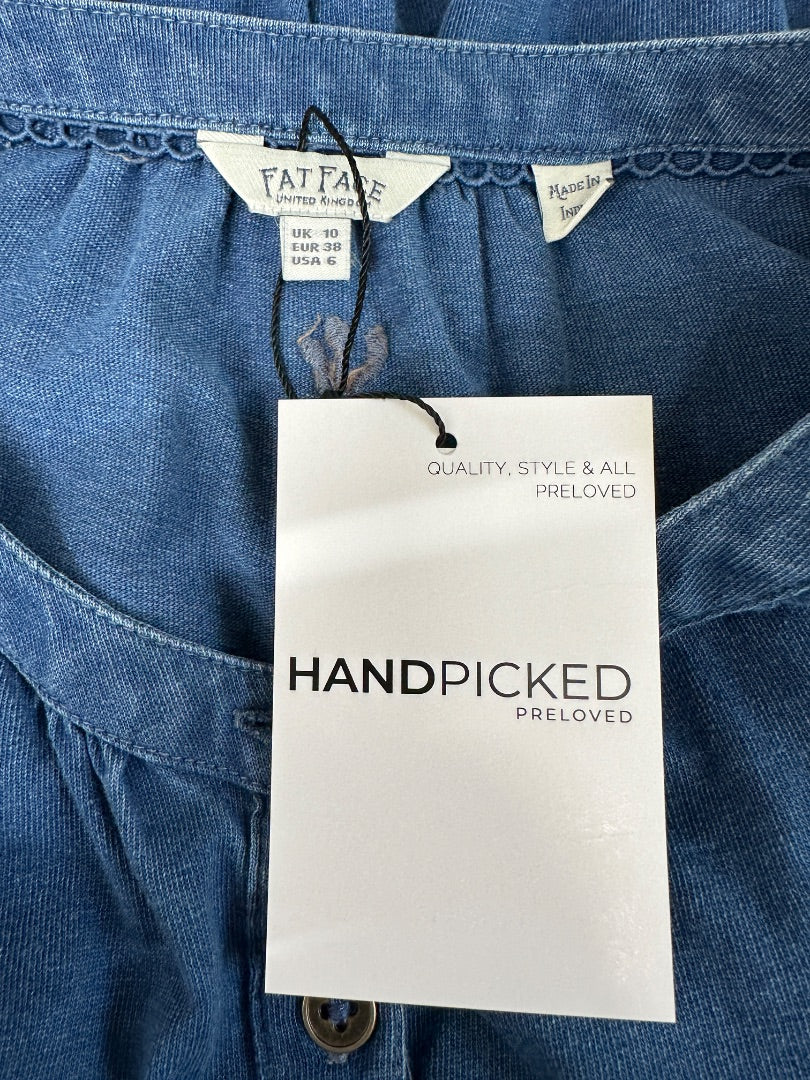 Fatface Blue Long Sleeve Top - Size 10