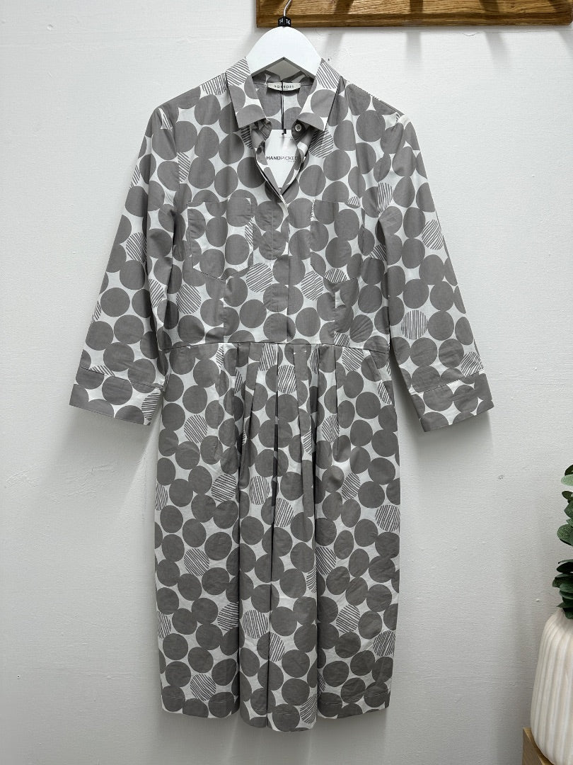 ROSSO 35 Grey White Dress - Size 14