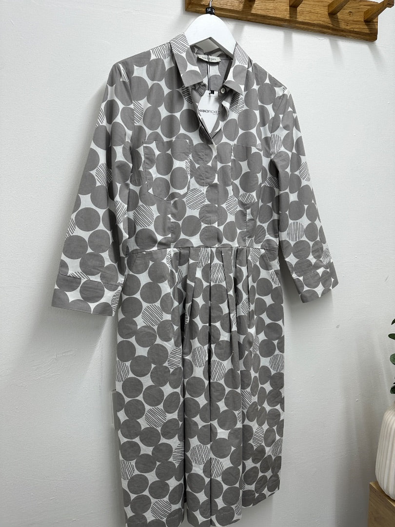 ROSSO 35 Grey White Dress - Size 14