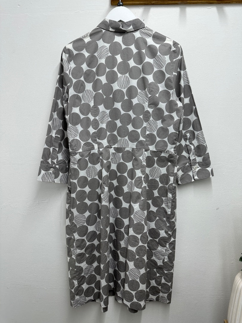 ROSSO 35 Grey White Dress - Size 14