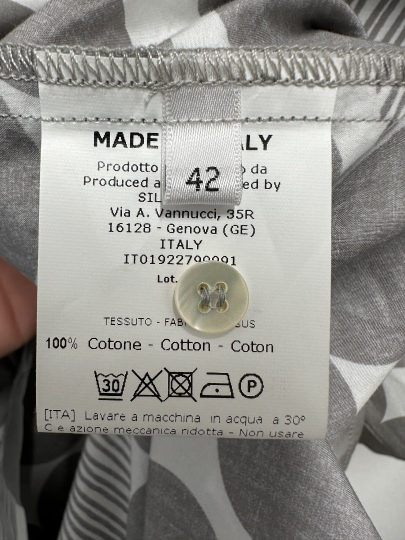 ROSSO 35 Grey White Dress - Size 14