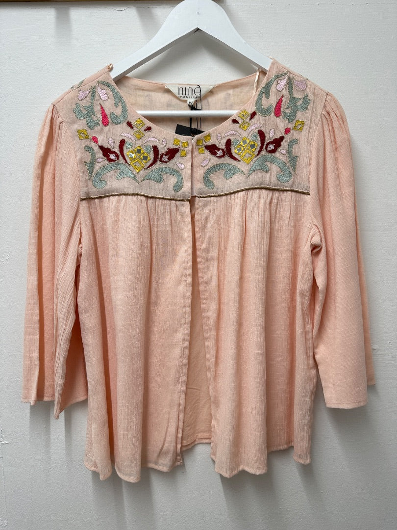Nine Savannah Miller Peach Embroidered Top - Size 10