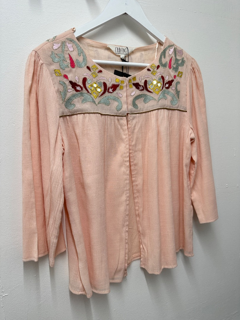 Nine Savannah Miller Peach Embroidered Top - Size 10
