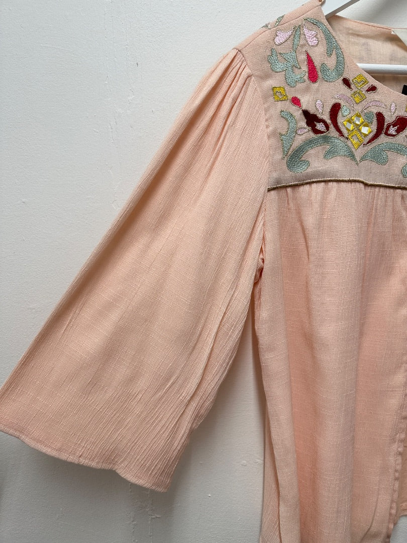 Nine Savannah Miller Peach Embroidered Top - Size 10