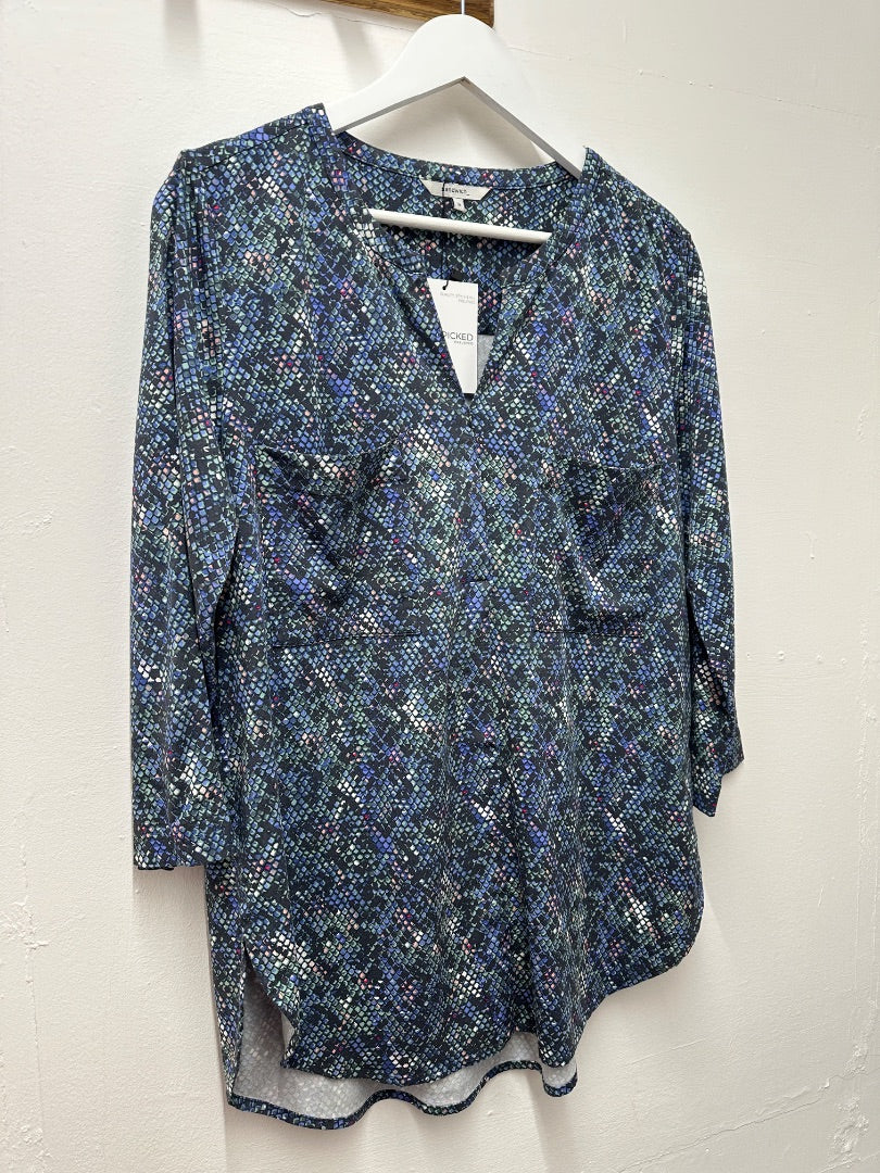 Sandwich Blue Mix Tunic Top - Size 10