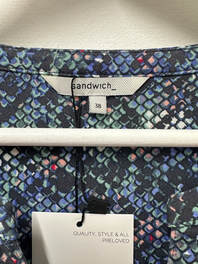 Sandwich Blue Mix Tunic Top - Size 10