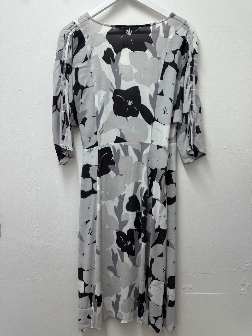 Mint Velvet Grey Blue White Wrap Dress - Size 12