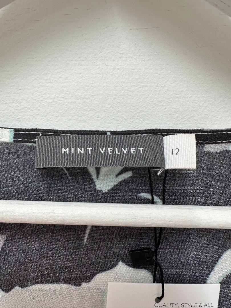 Mint Velvet Grey Blue White Wrap Dress - Size 12