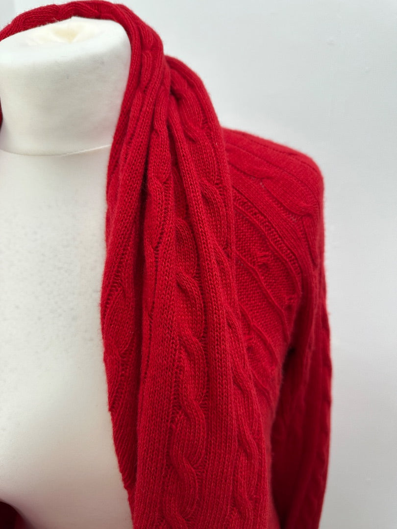 Lauren Ralph Lauren Red Cable Knit Cardigan - Size L/XL