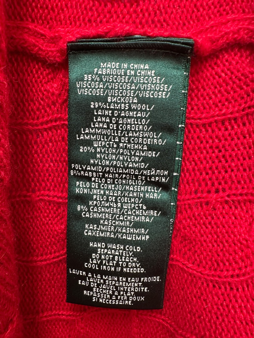 Lauren Ralph Lauren Red Cable Knit Cardigan - Size L/XL