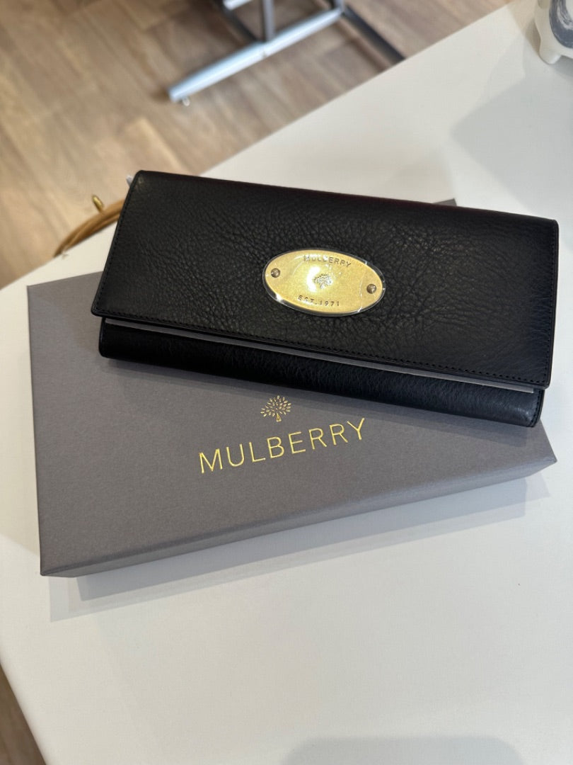 Mulberry Black Soft Grain Continental Purse - Size