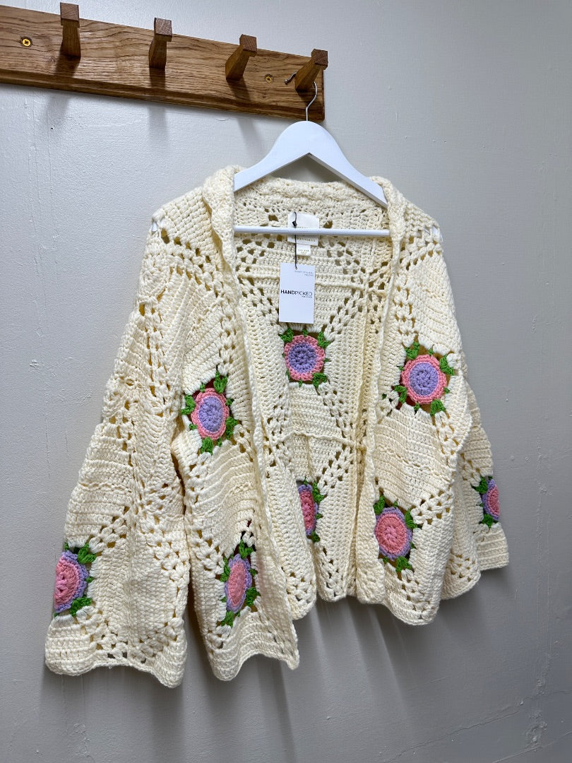 Maeve by Anthropologie Cream Pink Cardigan - One Size