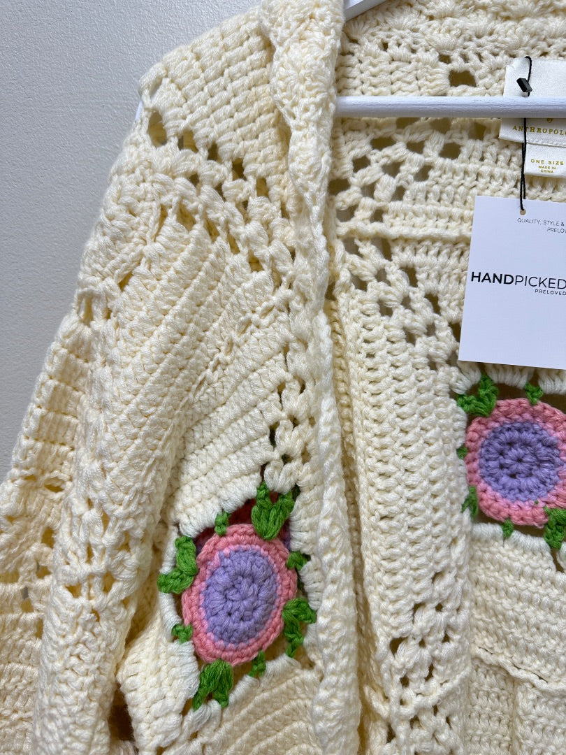 Maeve by Anthropologie Cream Pink Cardigan - One Size
