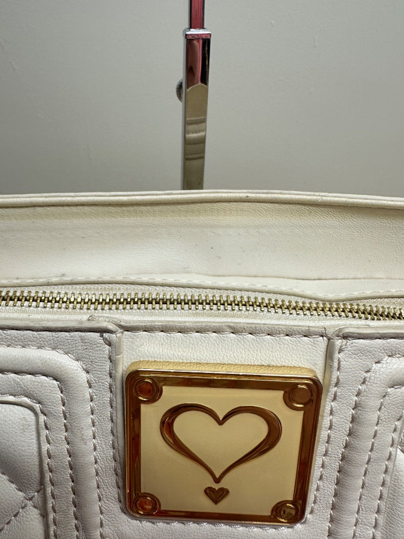Love Moschino Cream Gold Quilted Large Shoulder Bag