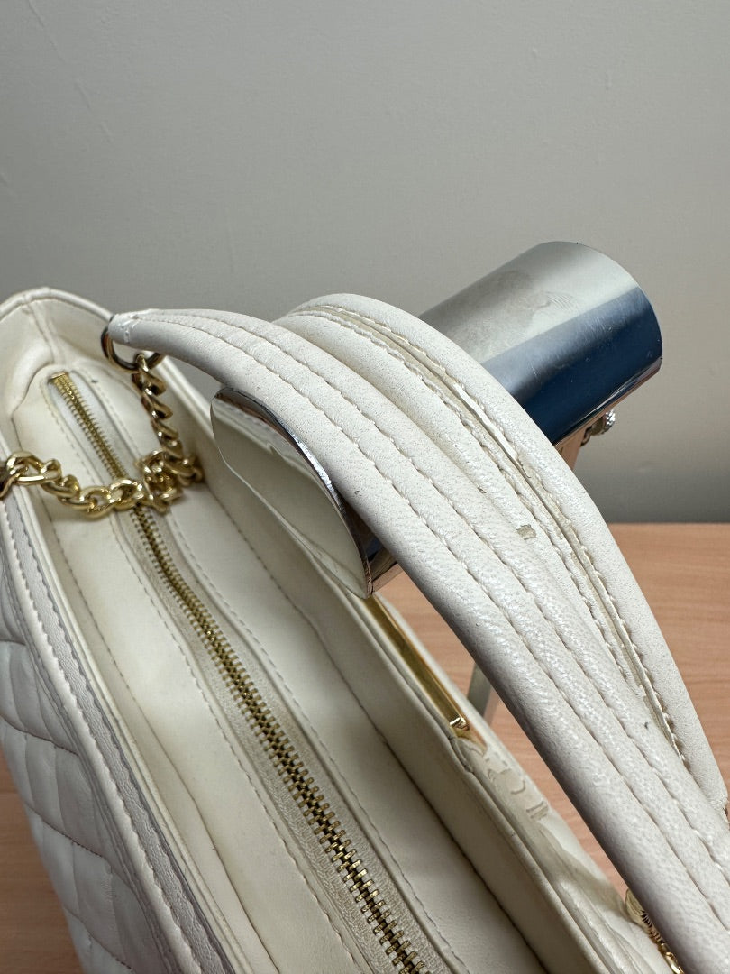 Love Moschino Cream Gold Quilted Large Shoulder Bag
