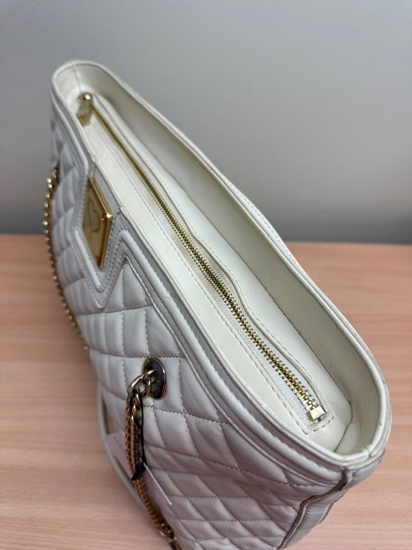 Love Moschino Cream Gold Quilted Large Shoulder Bag