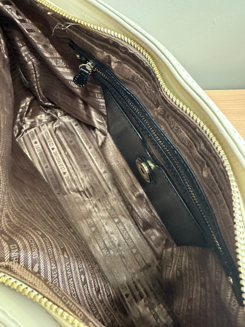 Love Moschino Cream Gold Quilted Large Shoulder Bag