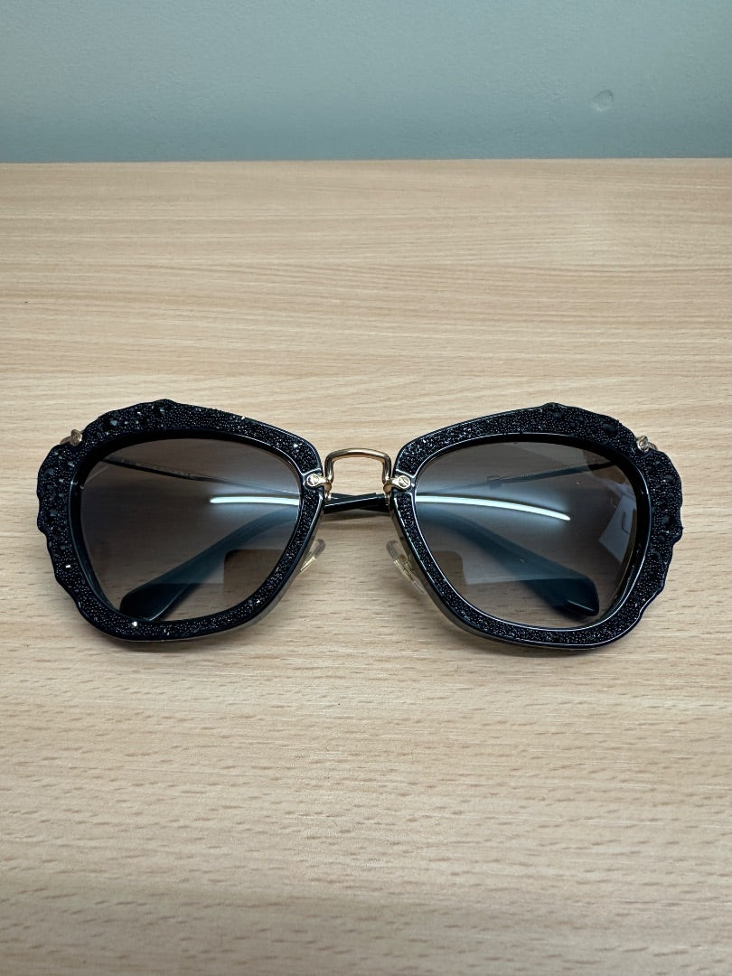 MIU MIU Black Embellished Sunglasses